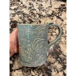 TEXTURED Hand Built Mug-Teal